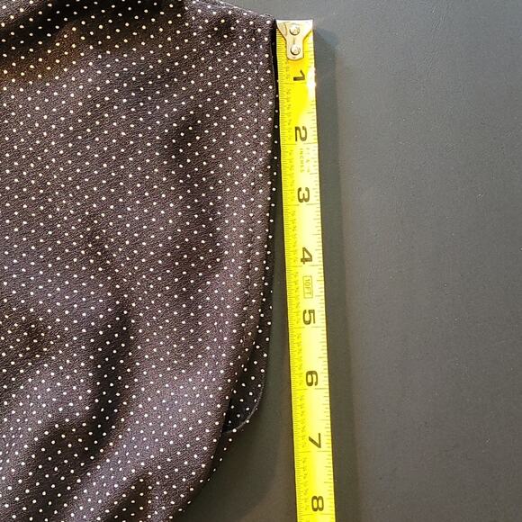 Union‑Made ILGWU Navy Polka‑Dot Dress 60s/70s Elastic Waist Midi ~Sz 8 - Picture 9 of 10